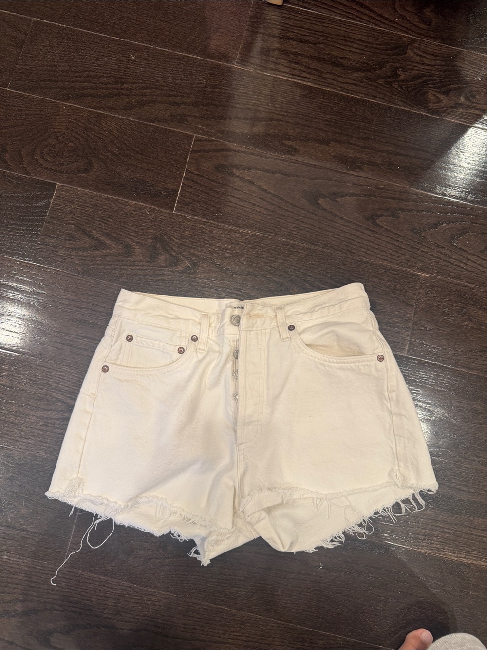 Agolde white jean shorts